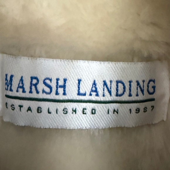 Marsh Landing Tan Suede Leather Jacket Faux Fur Collar Size Medium - Picture 8 of 10